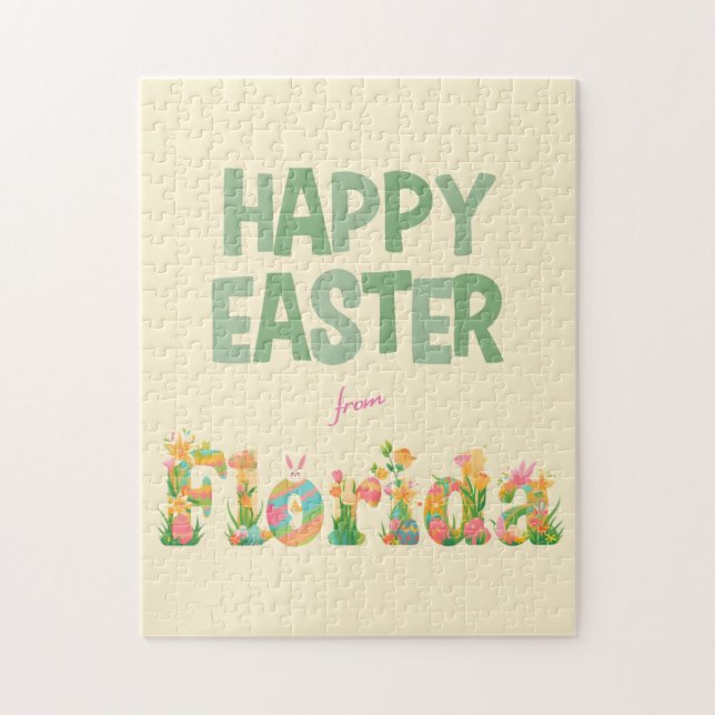 Glad Påsk från Florida Pastelblommor Pussel (Vertikal)