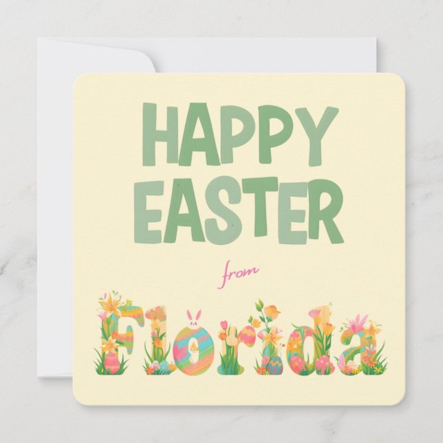 Glad påsk från Florida Pastellblommor Julkort (Framsida)