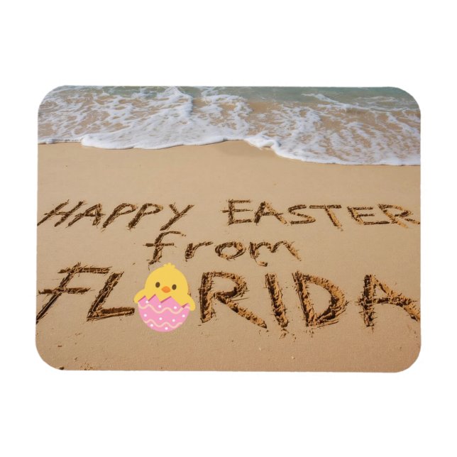 Glad Påsk från Florida Skrivet i sanden Magnet (Horisontell)