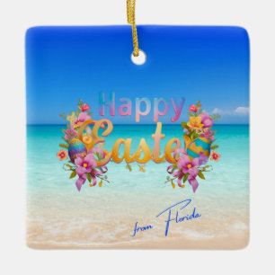 Glad påsk från Florida Tropical Beach Julgransprydnad Keramik