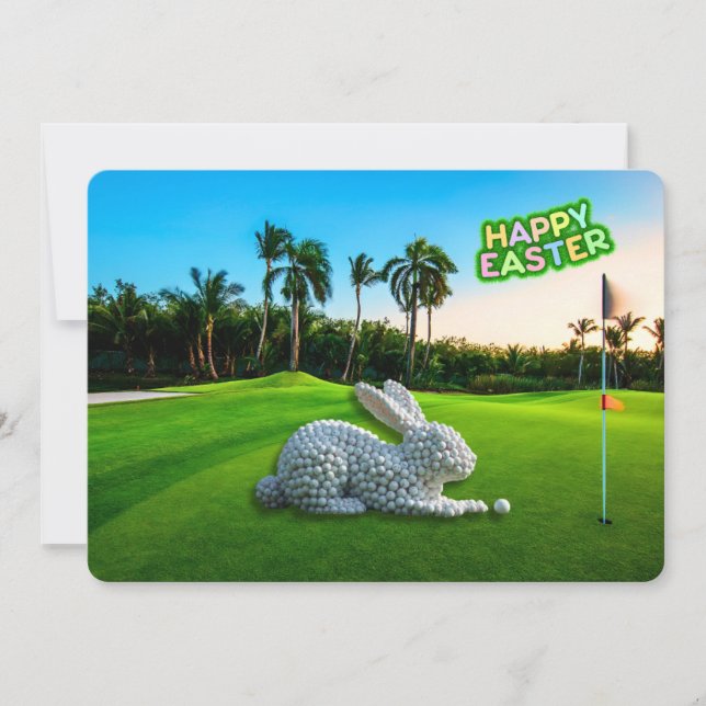 Glad påsk från Lowcountry Golf Ball Rabbit Julkort (Framsida)