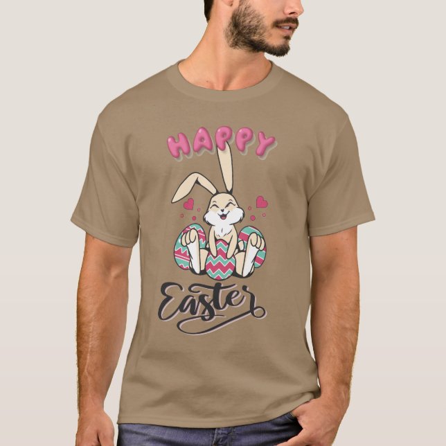 Glad påsk från snygg påskharen t shirt (Framsida)