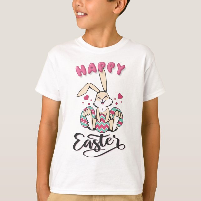 Glad påsk från snygg påskharen t shirt (Framsida)