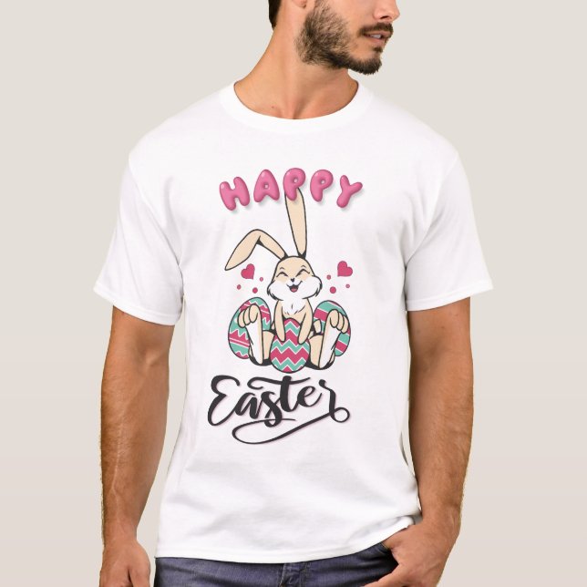 Glad påsk från snygga påskharen t shirt (Framsida)
