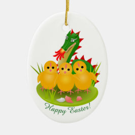 Glad påsk från tre chickar och draken Mons Julgransprydnad Keramik