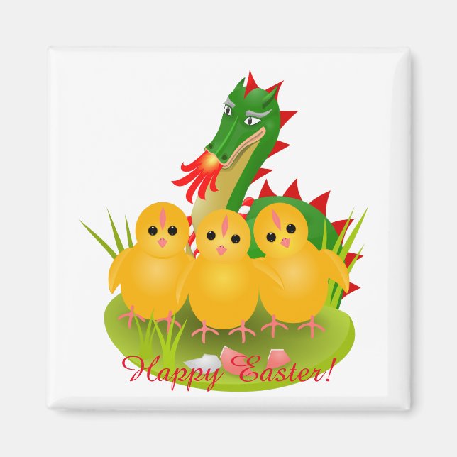 Glad påsk från tre chickar och draken Mons Magnet (Framsidan)