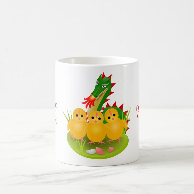 Glad påsk från tre kycklingar och Monsdrake Kaffemugg (Center)