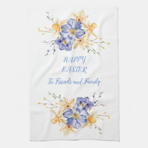 Glad påsk Friends FamilyCrocus och Daffodils Kökshandduk
