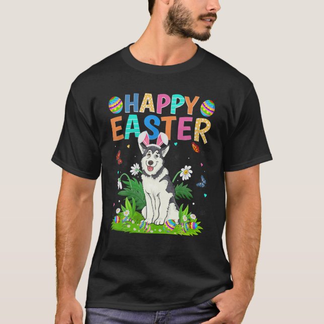 Glad påsk Funny Alaska Malamute Hund Sol T Shirt (Framsida)