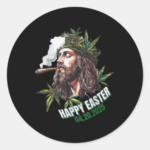 Glad påsk Funny Jesus 2025 Runt Klistermärke