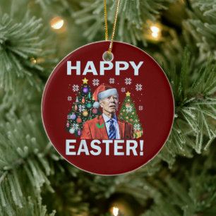 Glad påsk Funny Joe Biden juljul Julgransprydnad Keramik