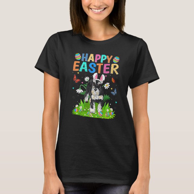 Glad påsk Funny Miniature Schnauzer Hund Påsk T Shirt (Framsida)