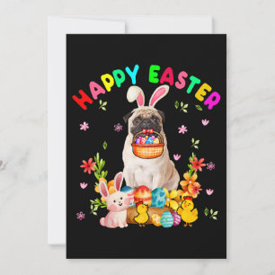 Glad påsk Funny Påsk Dag Pug Bunny Eggs Älskare Inbjudningar