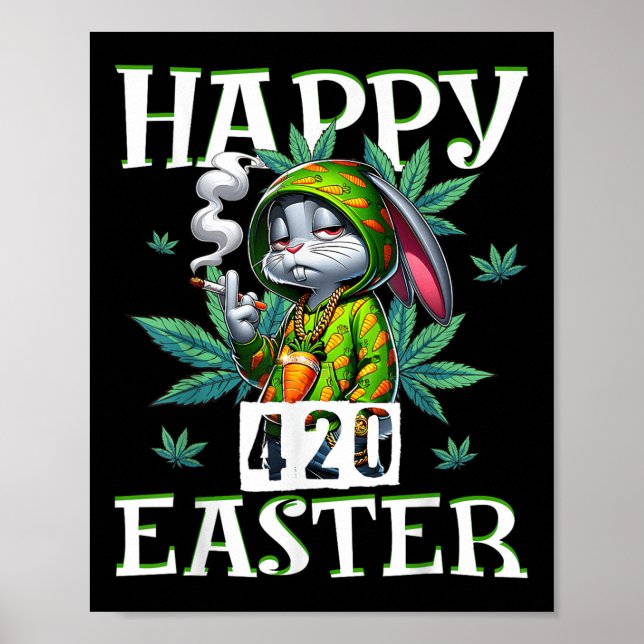 Glad påsk Funny Smoking Påskhare Manar Kvinnor Poster (Framsidan)