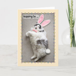 Glad påsk Funny Tjock Cat i Bunny Öron Helgkort