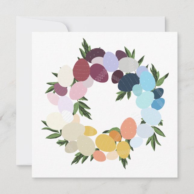 Glad påsk. Gammaldags högtidskrans.  Inbjudningar (Framsida)