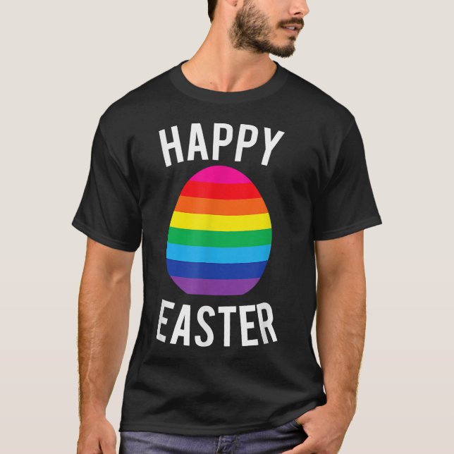 Glad påsk Gay Pride regnbågsegg kul T Shirt (Framsida)