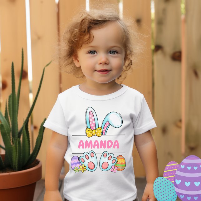 Glad påsk Girl Bunny Namn T Shirt (Skapare uppladdad)