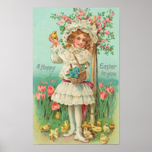 Glad påsk Girl Vintage Poster
