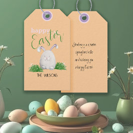 Glad Påsk Glad Kanin Vattenfärg Illustration Presentetikett