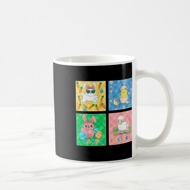 Glad påsk Glatt Cute Adsible Festive Bunny Kaffemugg (Höger)