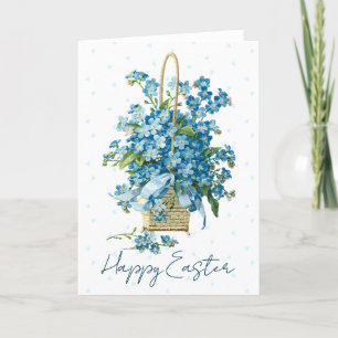 Glad påsk Glöm mig inte Blå blomma Basket Helgkort