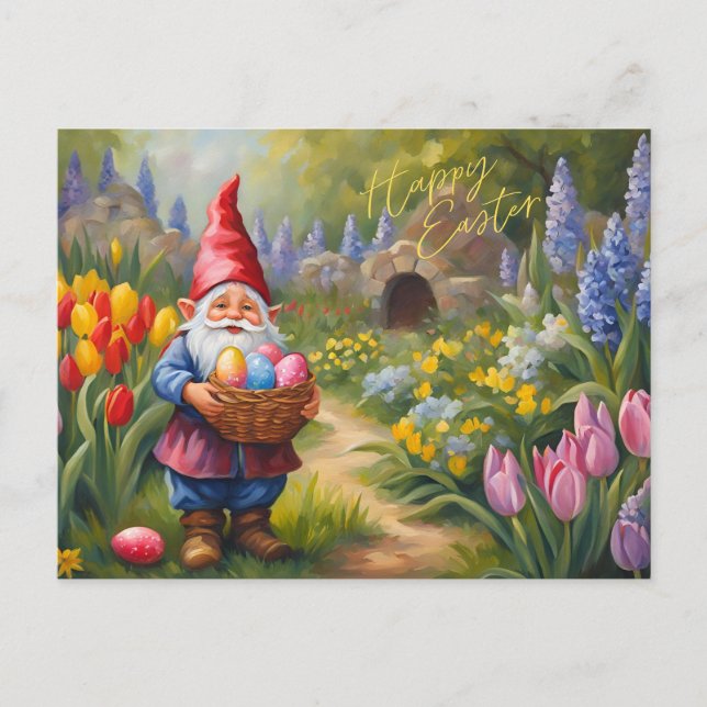Glad påsk Gnome i Vår Garden Helg Vykort (Framsida)