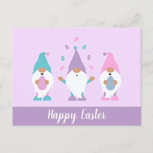 Glad påsk Gnome Juggling Påskägg Postcard Vykort (Framsida)