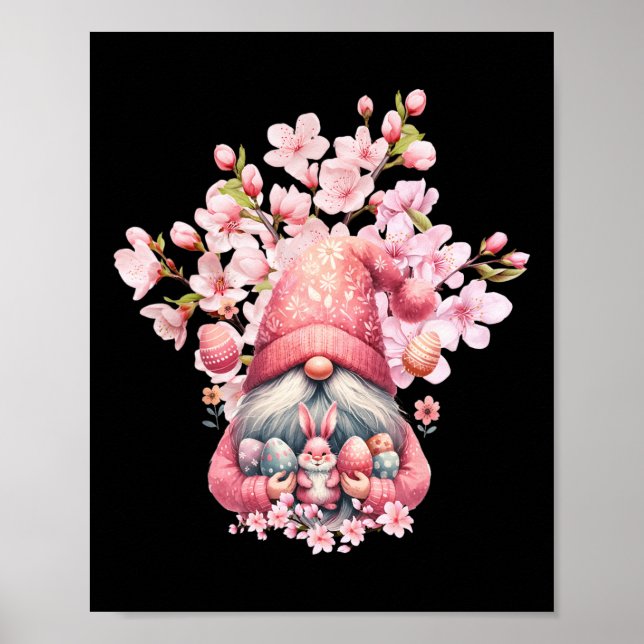 Glad påsk Gnomes Hej Vår Blommar Blommigt Poster (Framsidan)