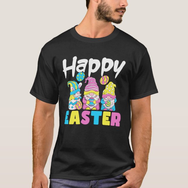 Glad påsk Gnomes Påsk Day Bunny Egg Hunt T Shirt (Framsida)