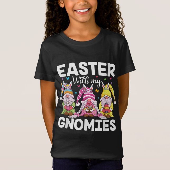 Glad påsk gnomes with Bunny öron Egg Hunting Ea T Shirt (Framsida)