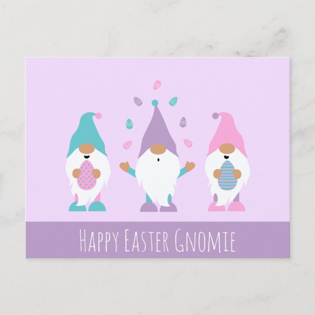 Glad påsk Gnomie Juggling Påskägg Postcard Vykort (Framsida)