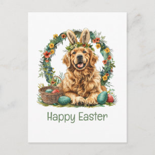 Glad påsk Golden Retriever Hund Kaninöron Helg Vykort