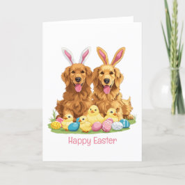 Glad påsk Golden Retriever Hundar Bunny Öron Helgkort
