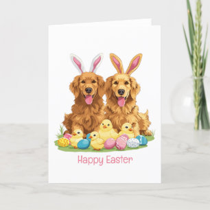 Glad påsk Golden Retriever Hundar Bunny Öron Helgkort