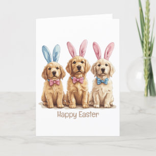 Glad påsk Golden Retriever Hundar Bunny Öron Helgkort