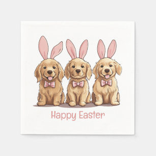 Glad påsk Golden Retriever Hundar Bunny Öron Pappersservett