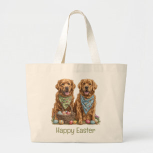 Glad påsk Golden Retriever Hundar Påsk Basket Jumbo Tygkasse