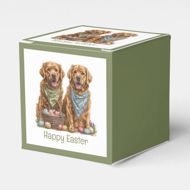 Glad påsk Golden Retriever Hundar Påsk Basket Presentaskar (Framsidan Sidan)
