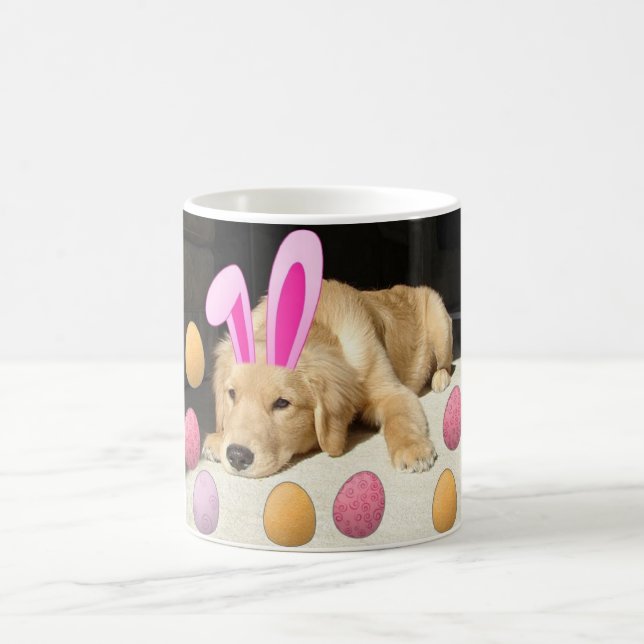 Glad påsk Golden Retriever Kaffemugg (Center)