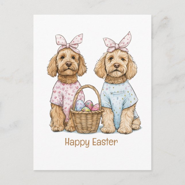 Glad påsk Goldendoodle Hundar Helg Vykort (Framsida)
