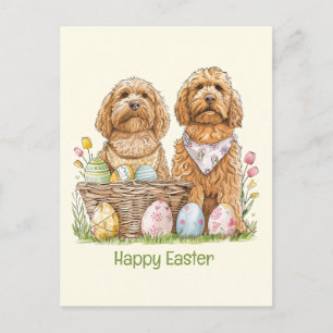 Glad påsk Goldendoodle Hundar Helg Vykort