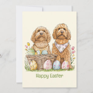 Glad påsk Goldendoodle Hundar Julkort