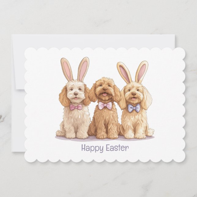 Glad påsk Goldendoodle Hundar Julkort (Framsida)