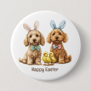 Glad påsk Goldendoodle Hundar Knapp