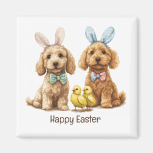 Glad påsk Goldendoodle Hundar Magnet