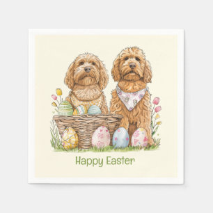Glad påsk Goldendoodle Hundar Pappersservett