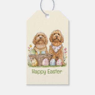 Glad påsk Goldendoodle Hundar Presentetikett