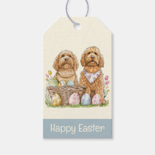 Glad påsk Goldendoodle Hundar Presentetikett
