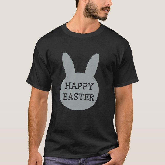 Glad Påsk Grå Kanin Vårfest Design T Shirt (Framsida)